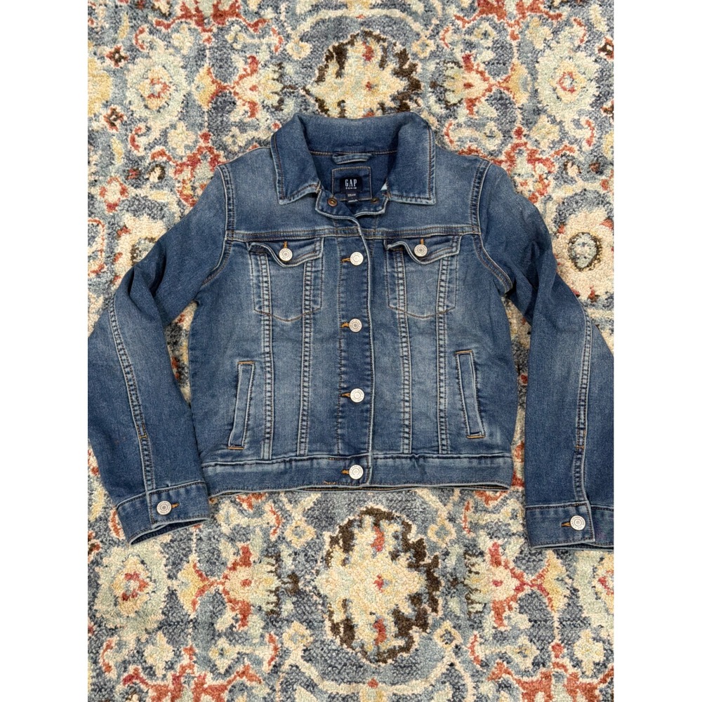 Gap Denim Jacket Girls Large Blue Classic Trucker Americana EUC